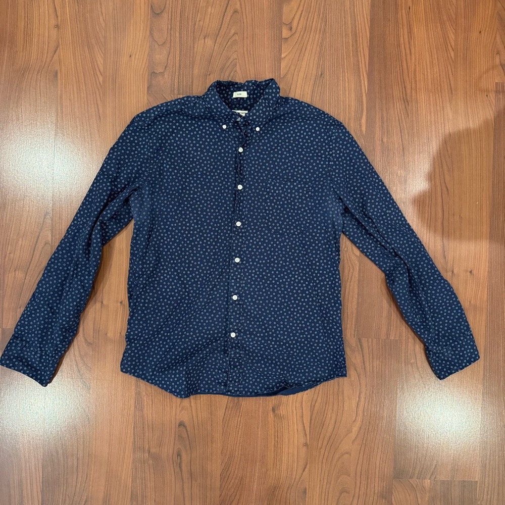 J. Crew Dark Blue Patterned Casual Shirt
